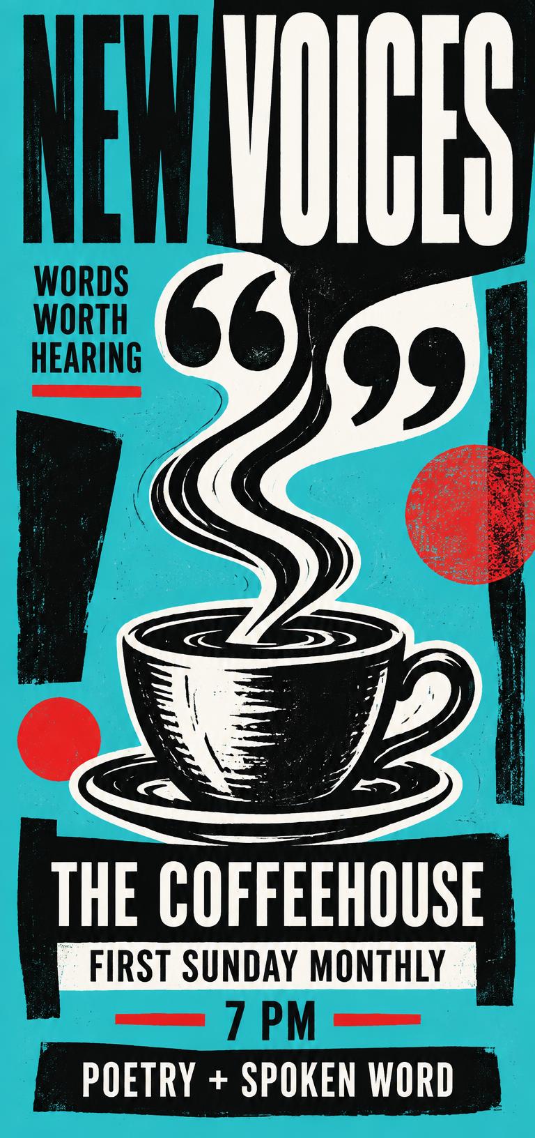 NEW VOICES — Coffeehouse Voices promotional artwork