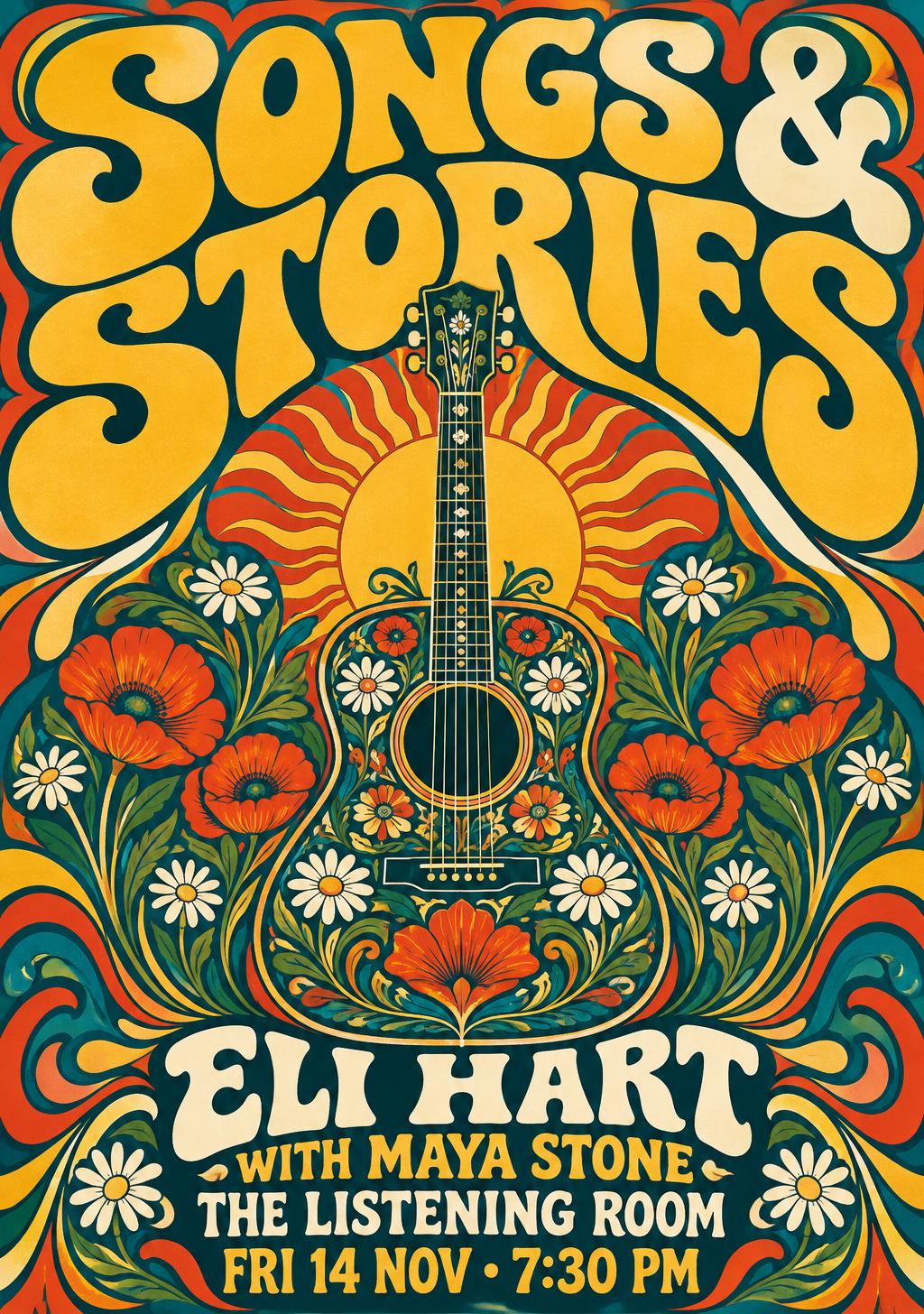 SONGS & STORIES — Listening Room Handbill promotional artwork