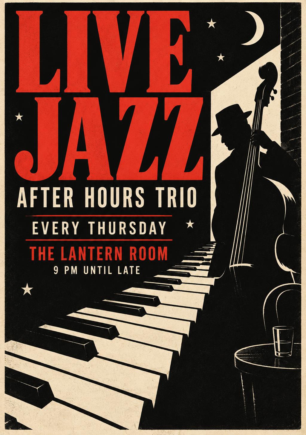 LIVE JAZZ — Village After-Hours promotional artwork
